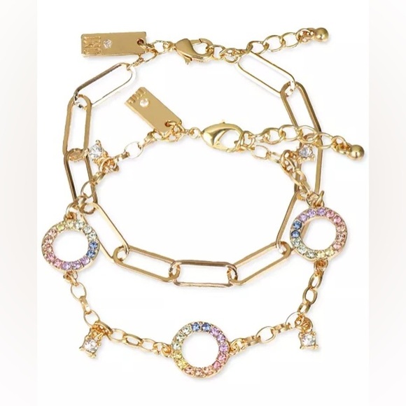 INC International Concepts Pavé Ring and Chain Link Gold-Tone 2 Pc Bracelet Set - Picture 3 of 10